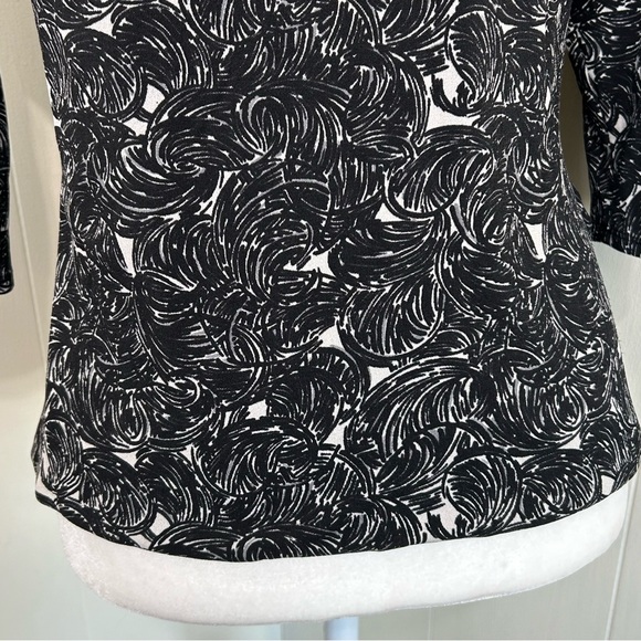 TESORI Tesori Black White V-Neckline Wrap 100% Silk Blouse Top Size Large. - Picture 9 of 13